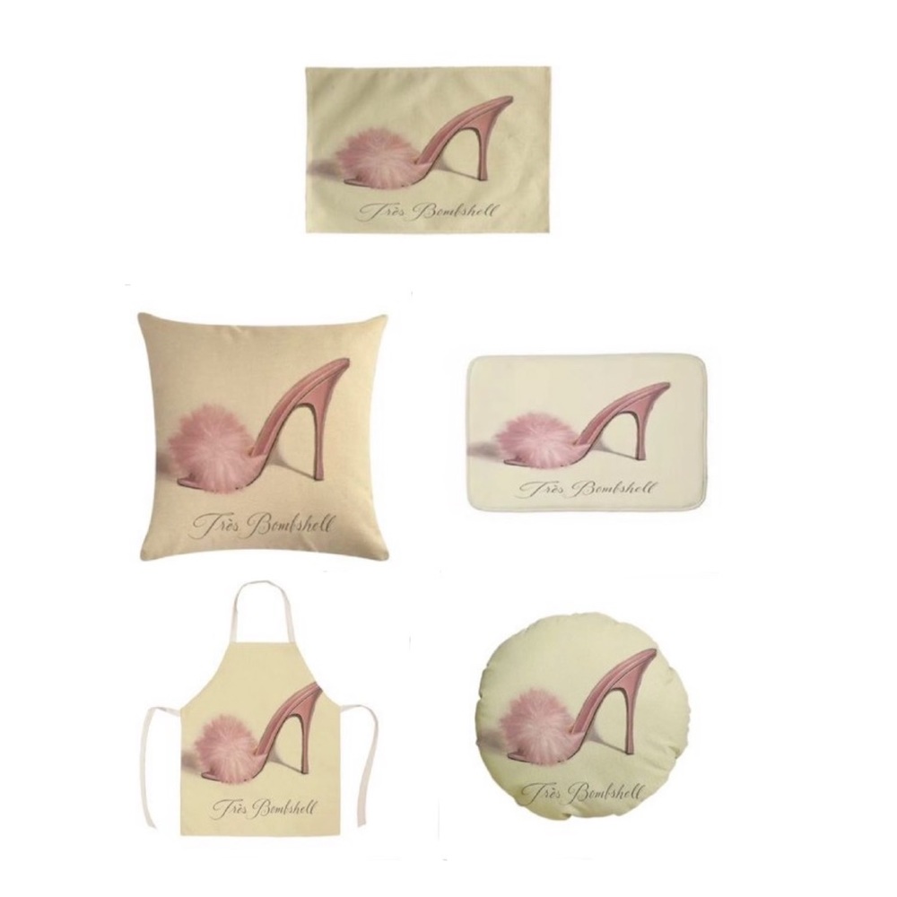 SET OF 5 PIECES. Pink Stiletto with fur  design.NWT